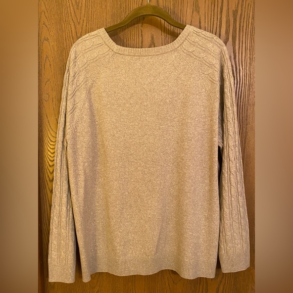 Croft & Barrow Women’s Scoop Neck Cable Knit, Lightweight, LS Sweater. Taupe,2X - Picture 2 of 4